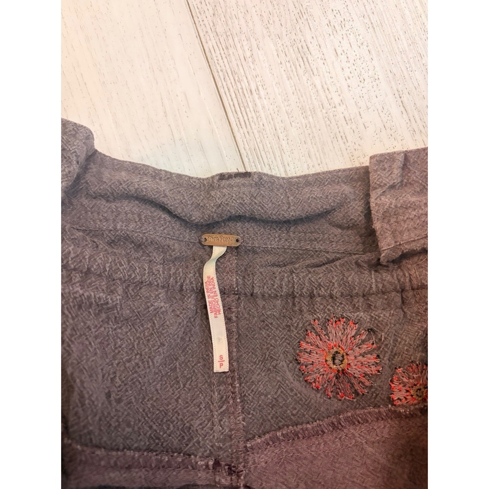 Free People Floral Embroidered Cargo Pants Boho Sz S Purple - Picture 4 of 7
